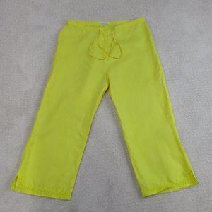 Jennifer Eden Pants Womens 16 Yellow Beaded Sheer Drawstring Pants